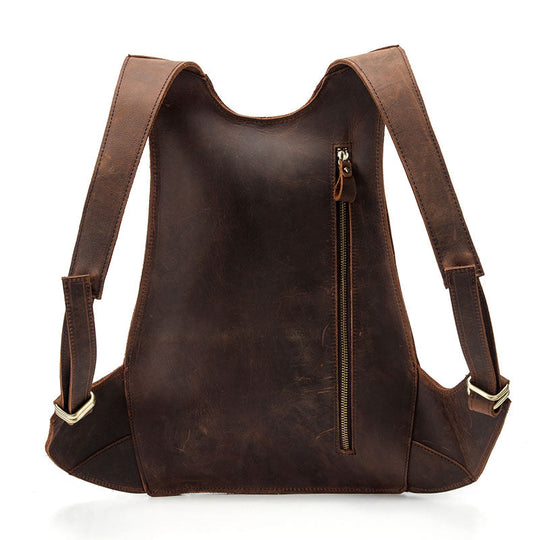 Stylish brown anti-theft leather backpack for him