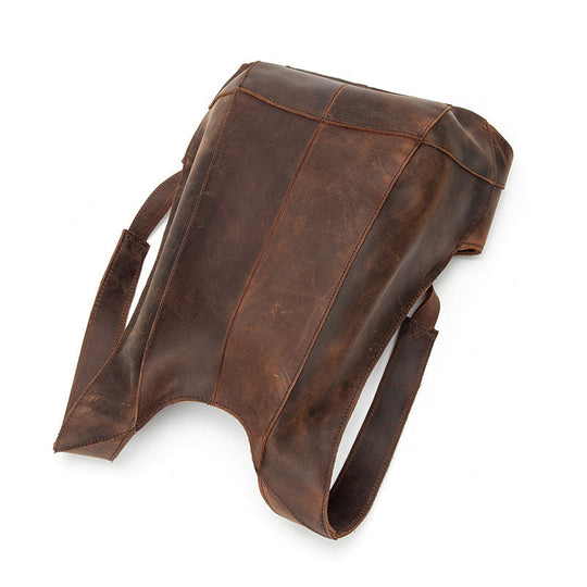 Chic and secure designer leather backpack for men in brown