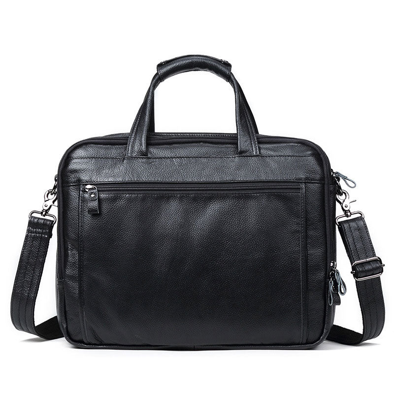 Classic black pebbled leather business case for men
