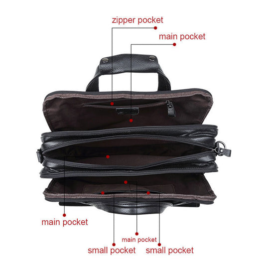 Modern design black pebbled leather briefcase for him