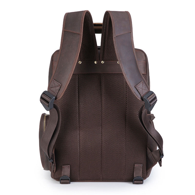 camera backpacks leather Men's Crazy Horse Leather Camera and Lens Backpack