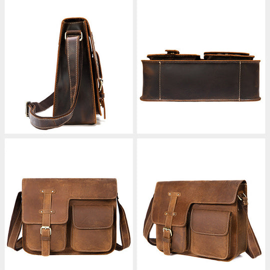 Classic leather messenger bag for him