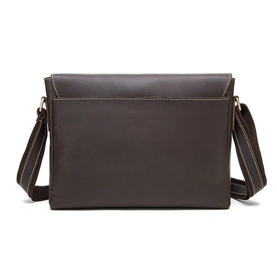 Vintage-style men's leather messenger bag