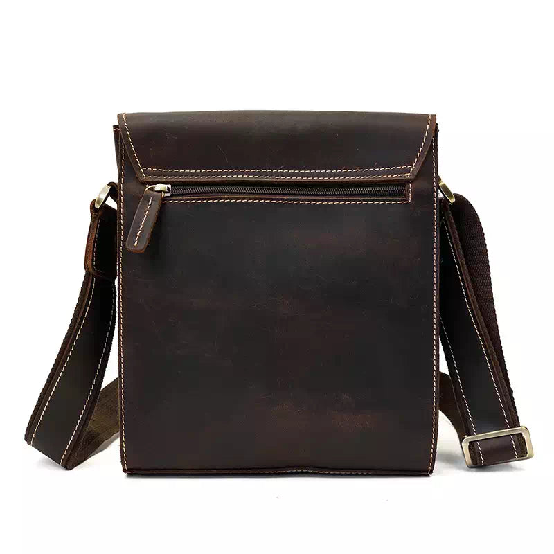 Vintage-style men's small leather crossbody bag