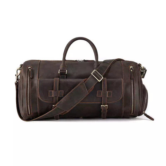 Crazy Horse leather duffle bag with ample space for men