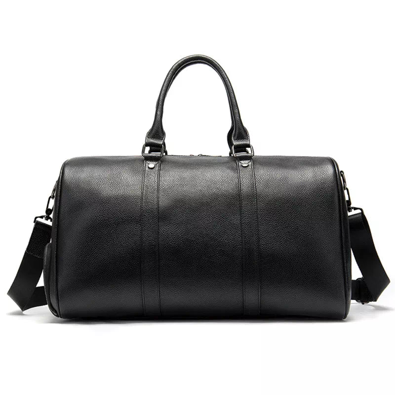 Classic leather weekend duffle for men