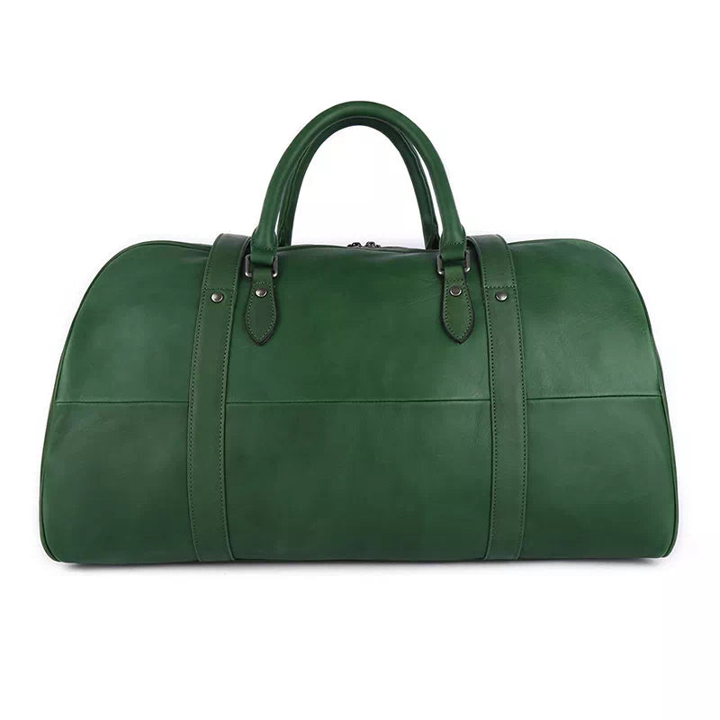 Vegetable-tanned leather travel duffle