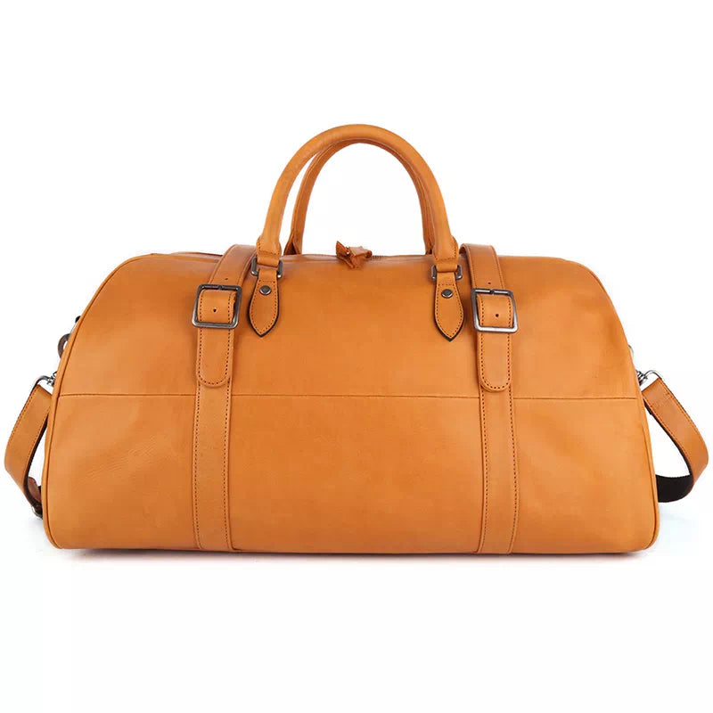 Exclusive vegetable-tanned leather duffle with unique design