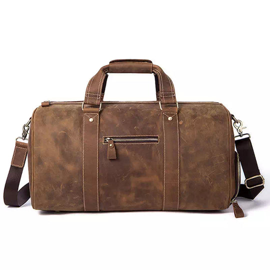 Classic Crazy Horse leather weekender for men