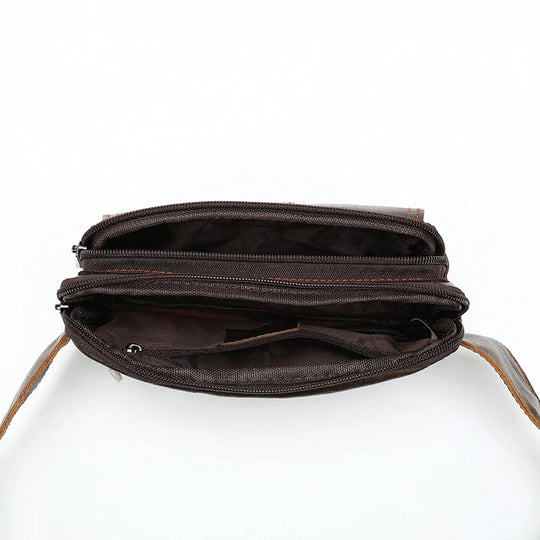 Stylish dark brown leather waist bag for men