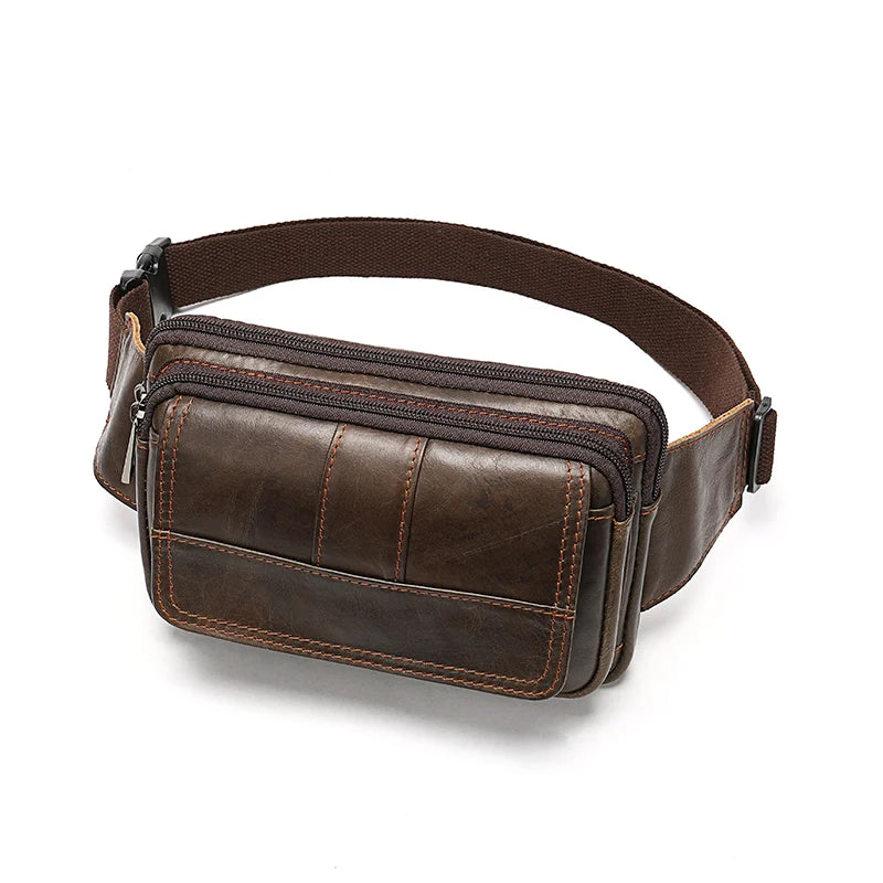 Men's fashion fanny pack in dark brown leather