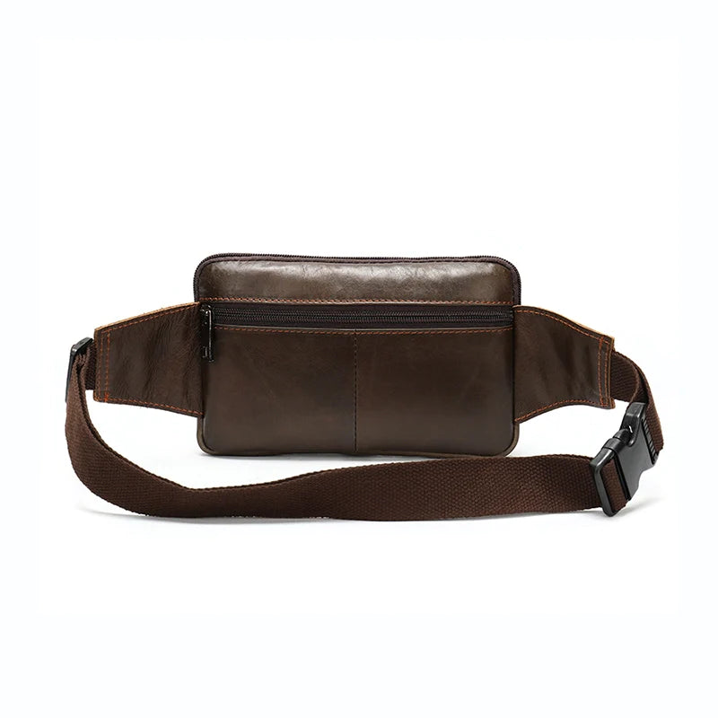 Fashion-forward men's dark brown leather waist pouch