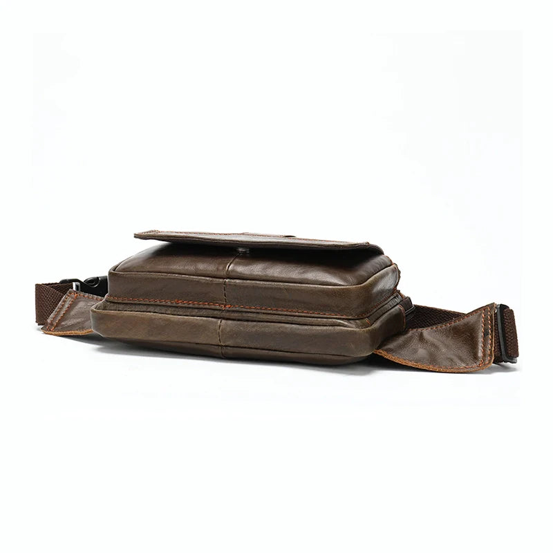 Chic and modern dark brown leather fanny pack for men