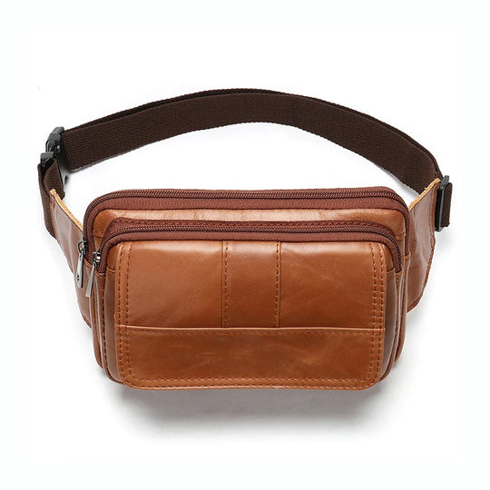 Stylish men's dark brown leather belt bag