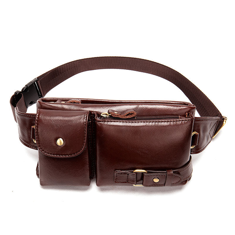 Soft and comfortable men's leather belt bags