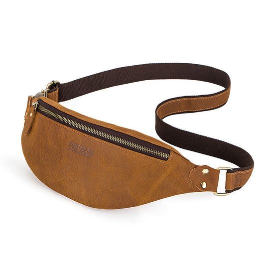 Distressed leather waist pouch for men