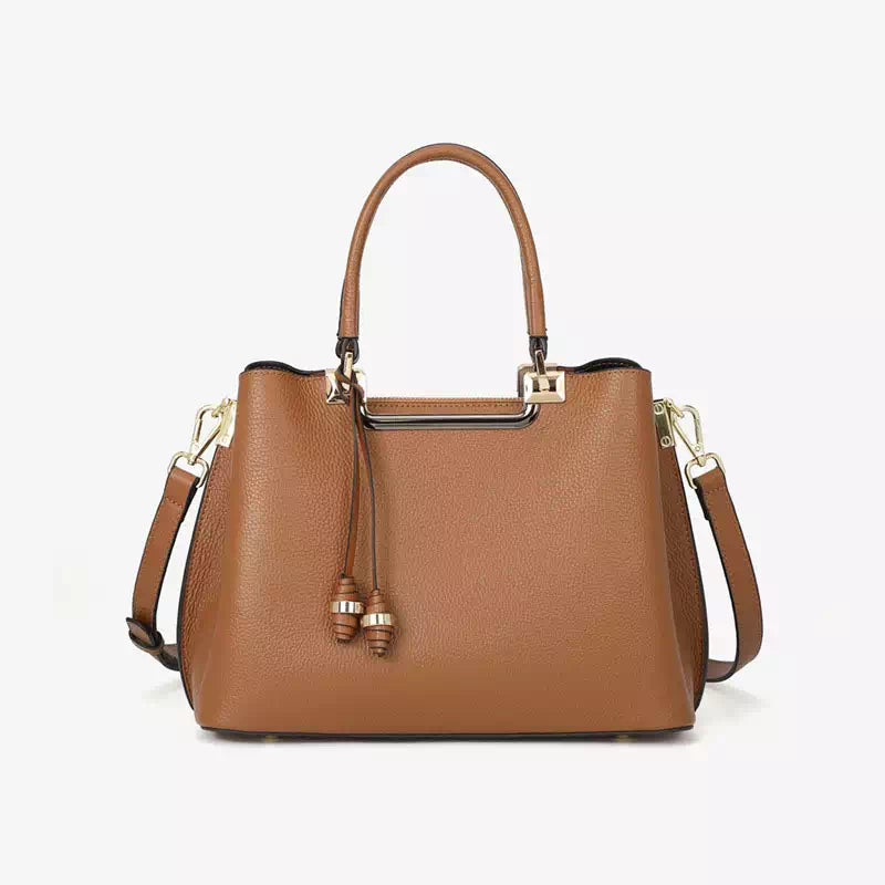 Unique leather satchel handbag in medium size