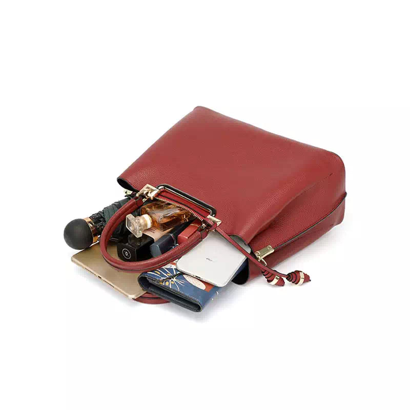 Elegant medium leather handbag with unique design