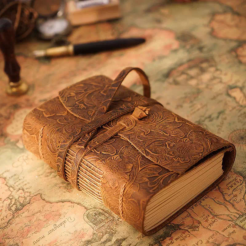 Rustic leather diary with 6.5" × 4.5" size