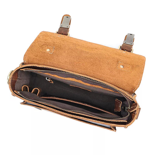 Timeless men's leather shoulder satchel with classic design