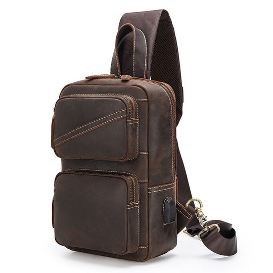 Sleek and versatile Crazy Horse leather sling backpack