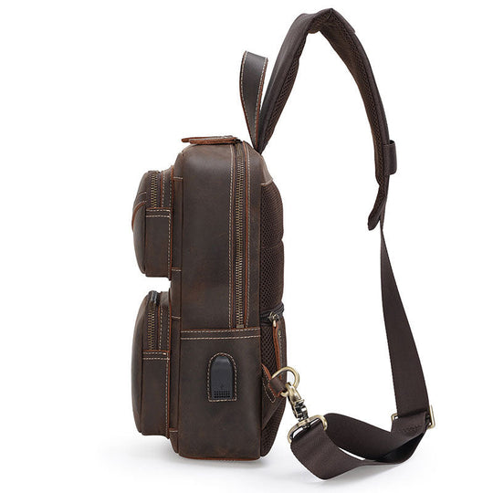 Contemporary Crazy Horse leather shoulder sling bag