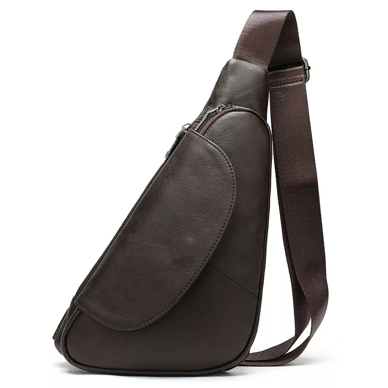 Adjustable strap leather sling bag