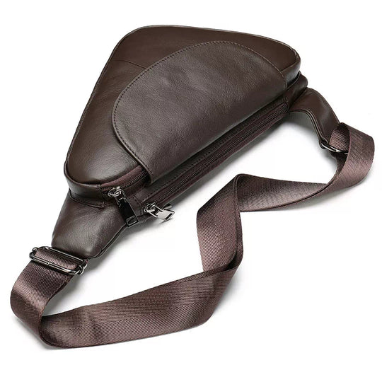 Versatile leather crossbody pouch with adjustable belt