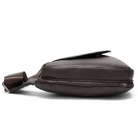 Adjustable leather shoulder bag for men