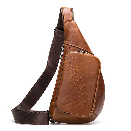 Classic men's sling bag in genuine leather