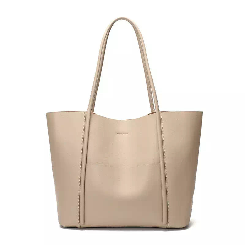 Women's beige leather handbag