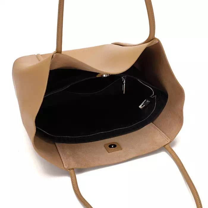 Chic beige leather tote
