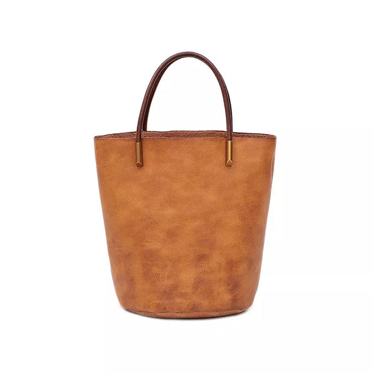 Designer Vegetable Tanned Leather Mini Crossbody Tote Bag