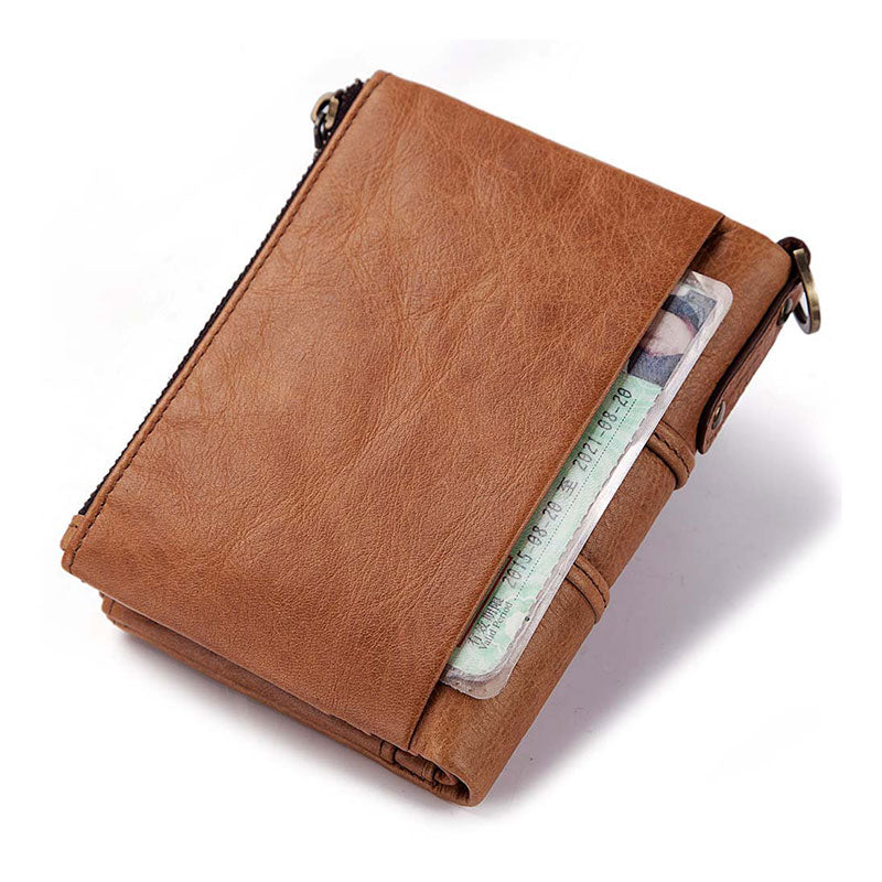 Distressed leather patina RFID wallet