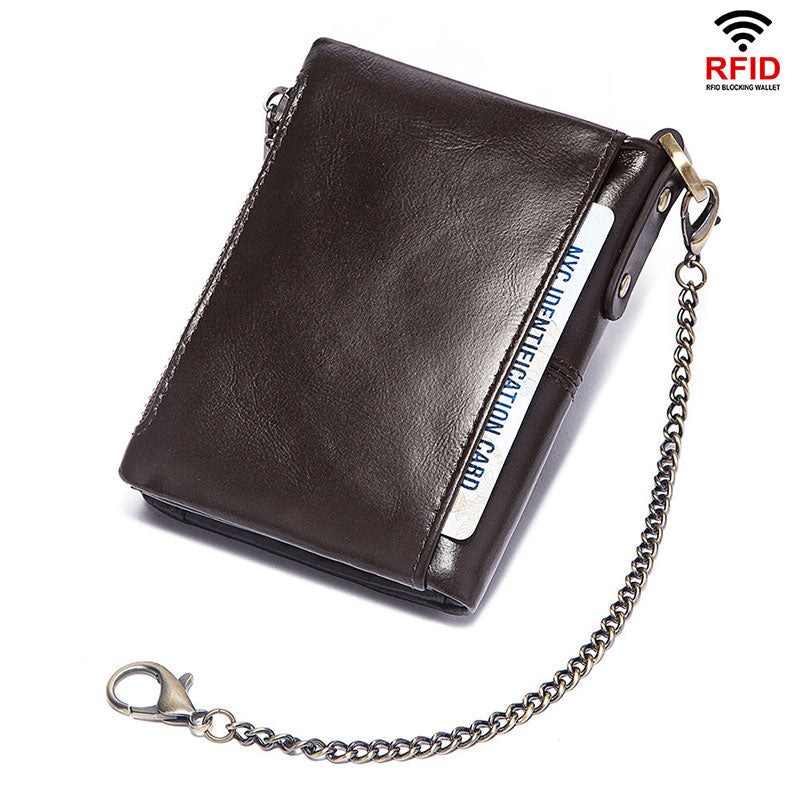 Stylish men's leather wallet with RFID block