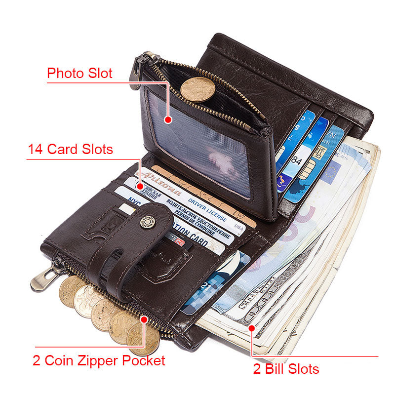 Fashionable RFID-blocking men's bifold wallet