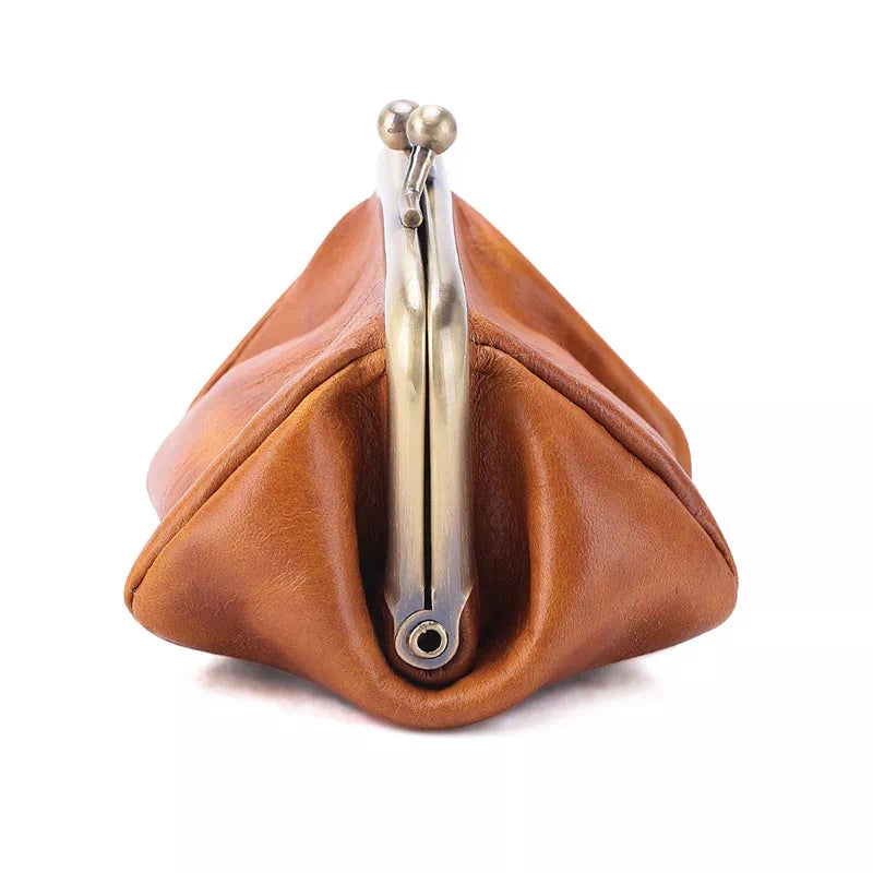 Kiss Lock Coin Purse Leather Purse Backpack