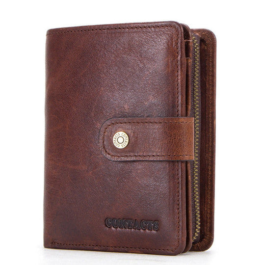 Hand-tooled high-quality men's trifold wallet
