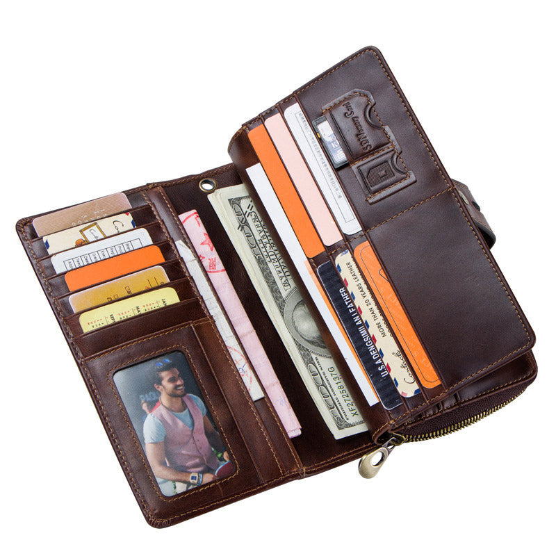 High-end exclusive leather wristlet wallet