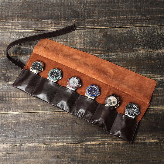 Trendy leather watch pouch roll