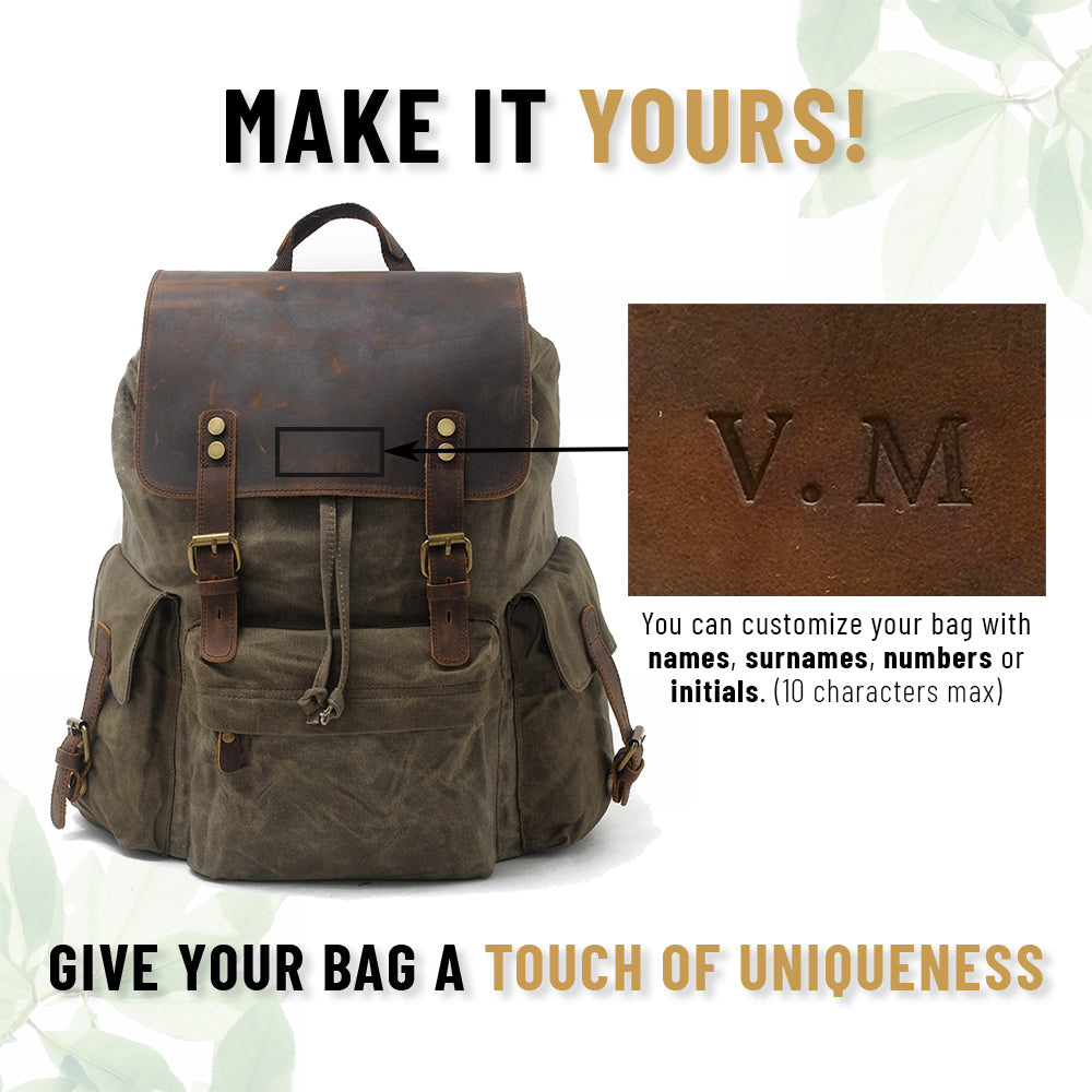 Waxed Canvas Backpack – Durable, Water-Resistant Bag with Classic Style - Leather Purse Backpack