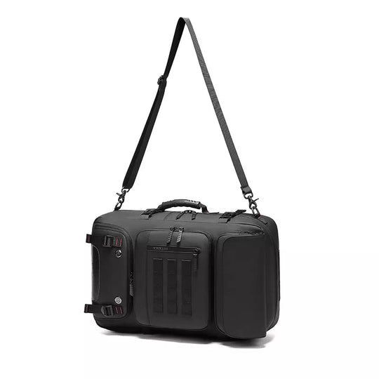 Expandable backpack with USB charging port in black