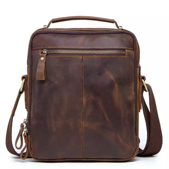 Men's crossbody bag in brown with Crazy Horse leather