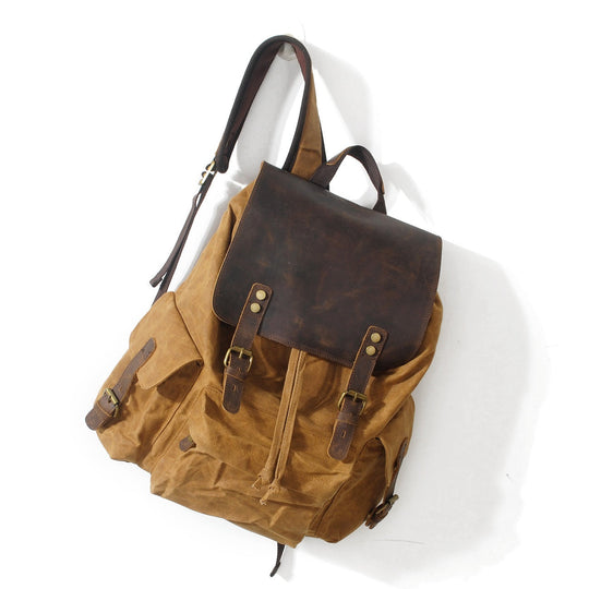 Waxed Canvas Backpack – Durable, Water-Resistant Bag with Classic Style - Leather Purse Backpack