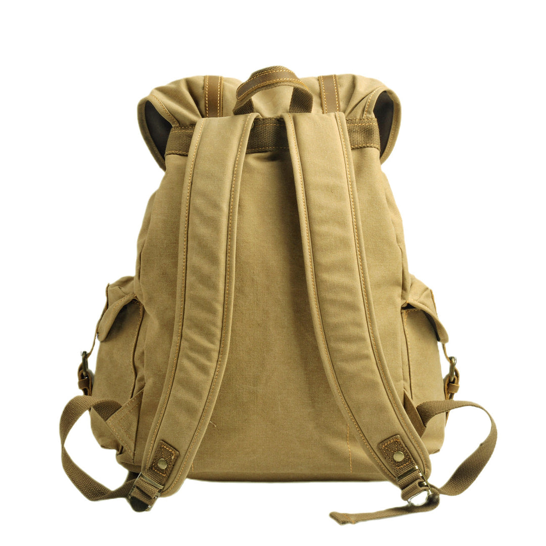 Rugged Military Canvas Backpack with Multiple Pockets