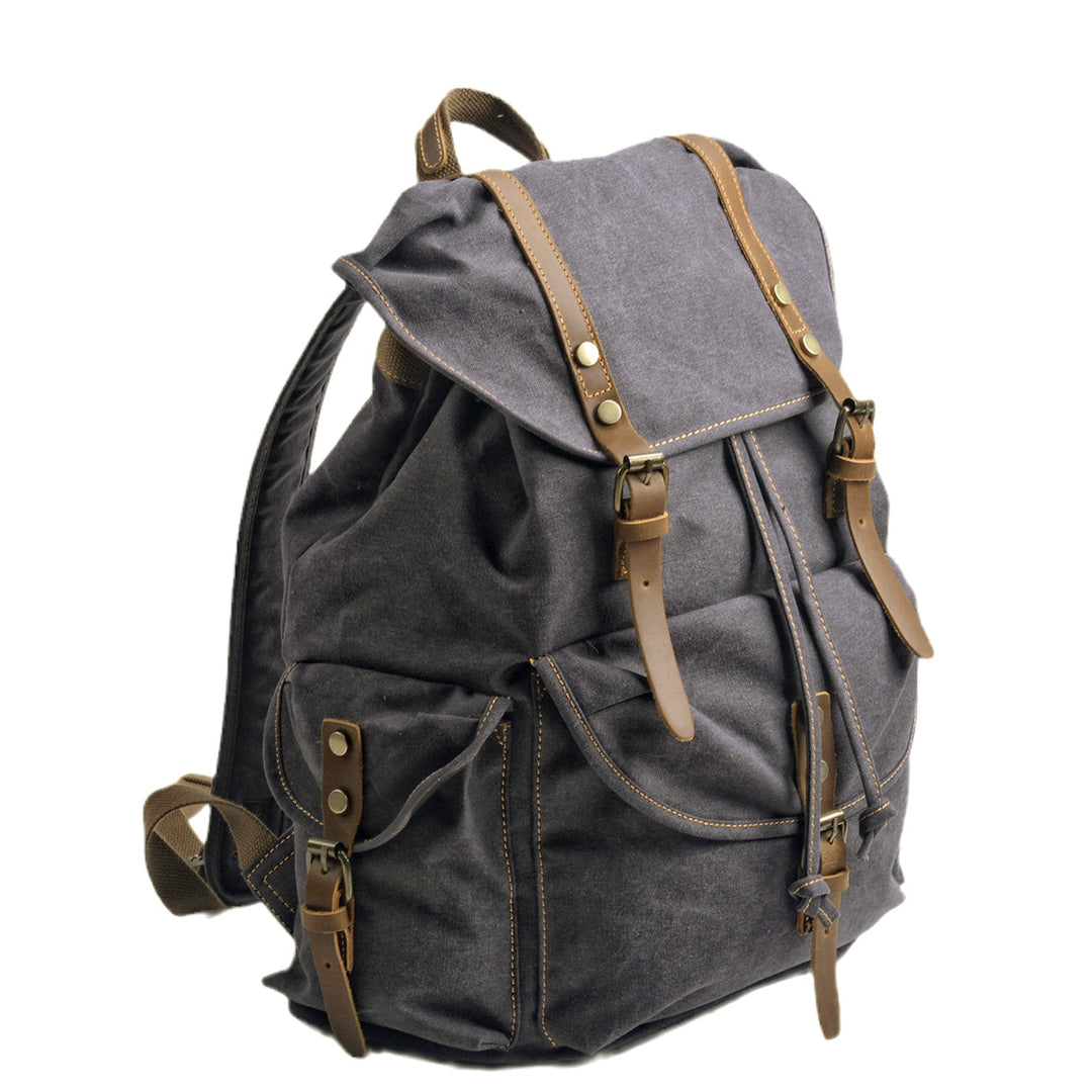 Rugged Military Canvas Backpack with Multiple Pockets