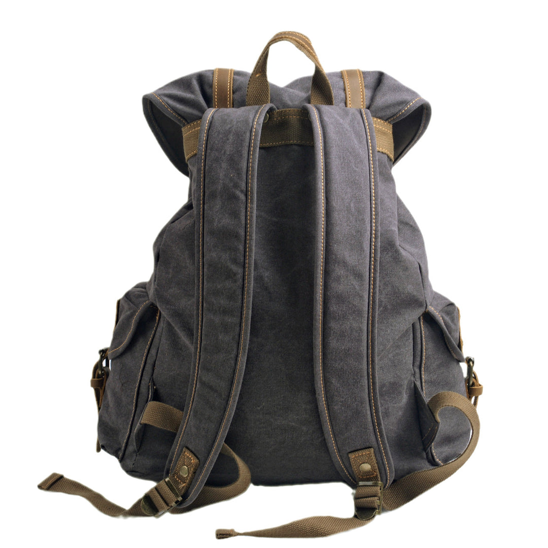 Rugged Military Canvas Backpack with Multiple Pockets