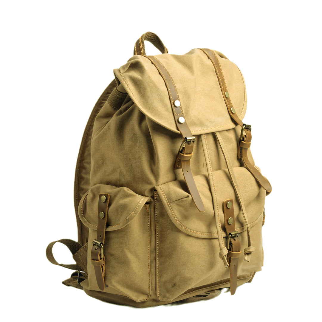 Rugged Military Canvas Backpack with Multiple Pockets