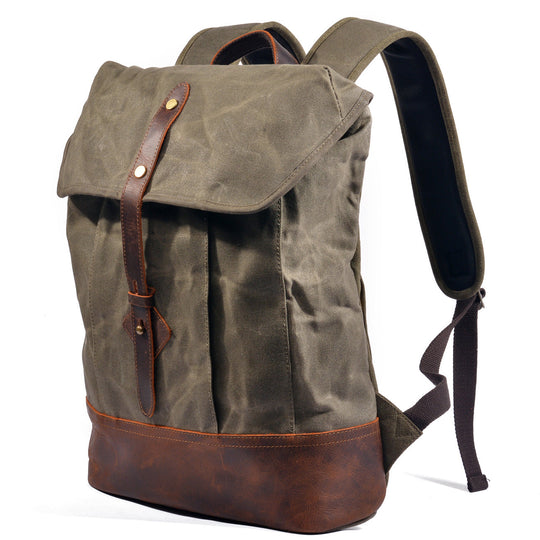 Classic Wax Canvas Backpack for Urban and Outdoor Use - Leather Purse Backpack