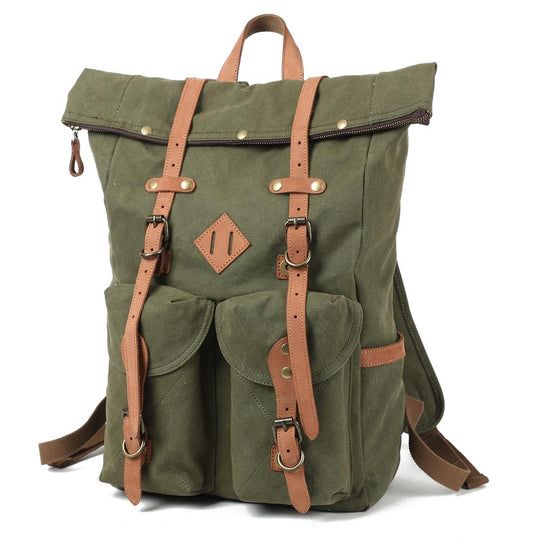 Stylish Canvas Laptop Backpack – Durable, Spacious Bag for Daily Use - Leather Purse Backpack